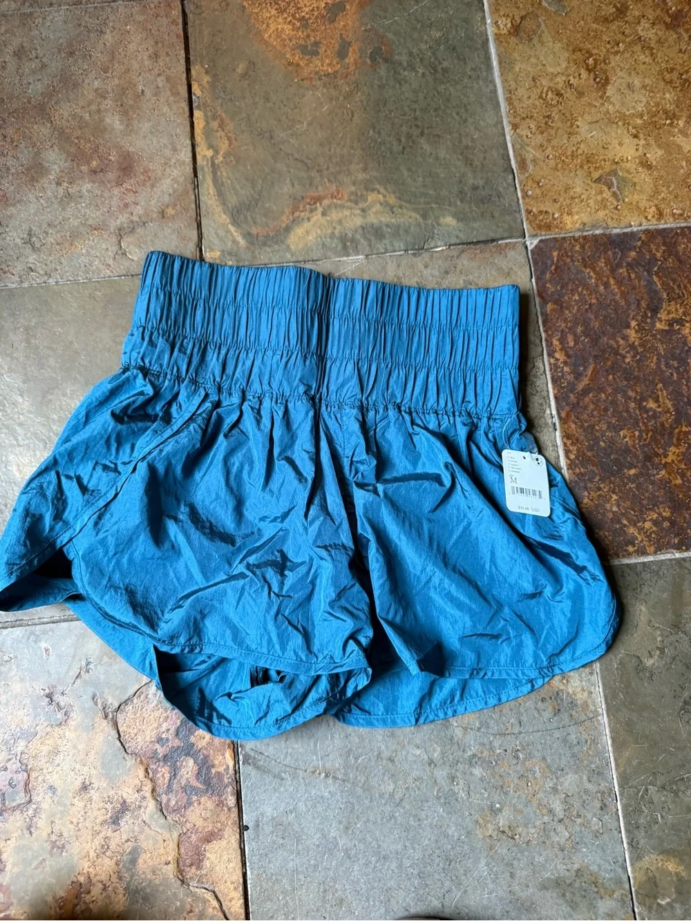 Free People Blue Women's Elastic-Waist Athletic Shorts